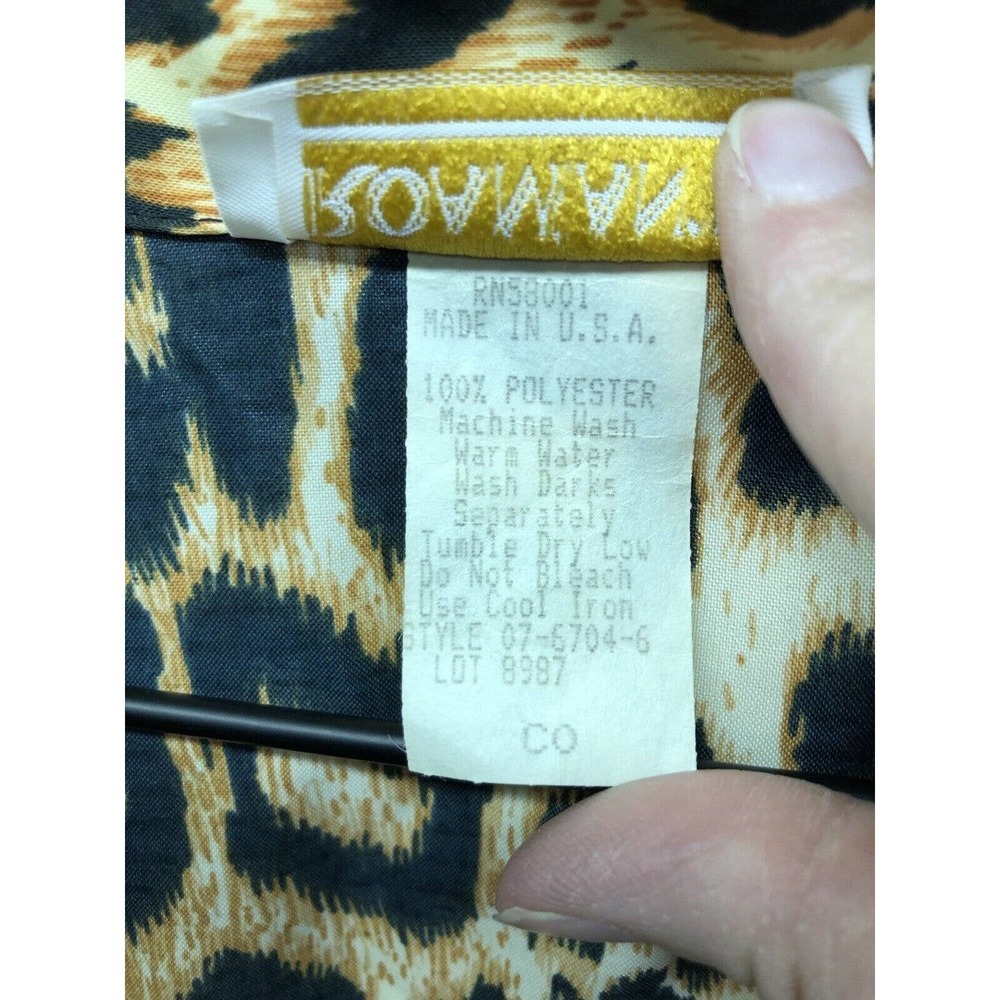 Vintage Roaman’s Leopard Blouse Women’s Button Up Long Sleeve Size C0 - Picture 4 of 6